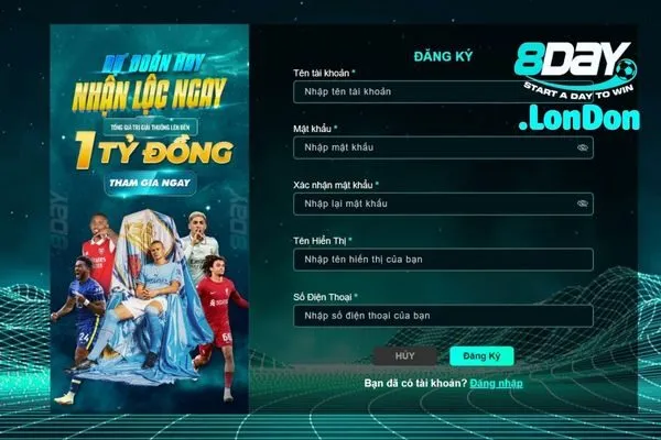 Cách đăng ký cá cược thể thao 8day